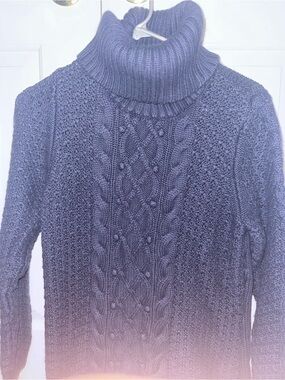 Banana Republic Heritage Chunky Cable Knit Turtleneck Sweater - Slate Blue